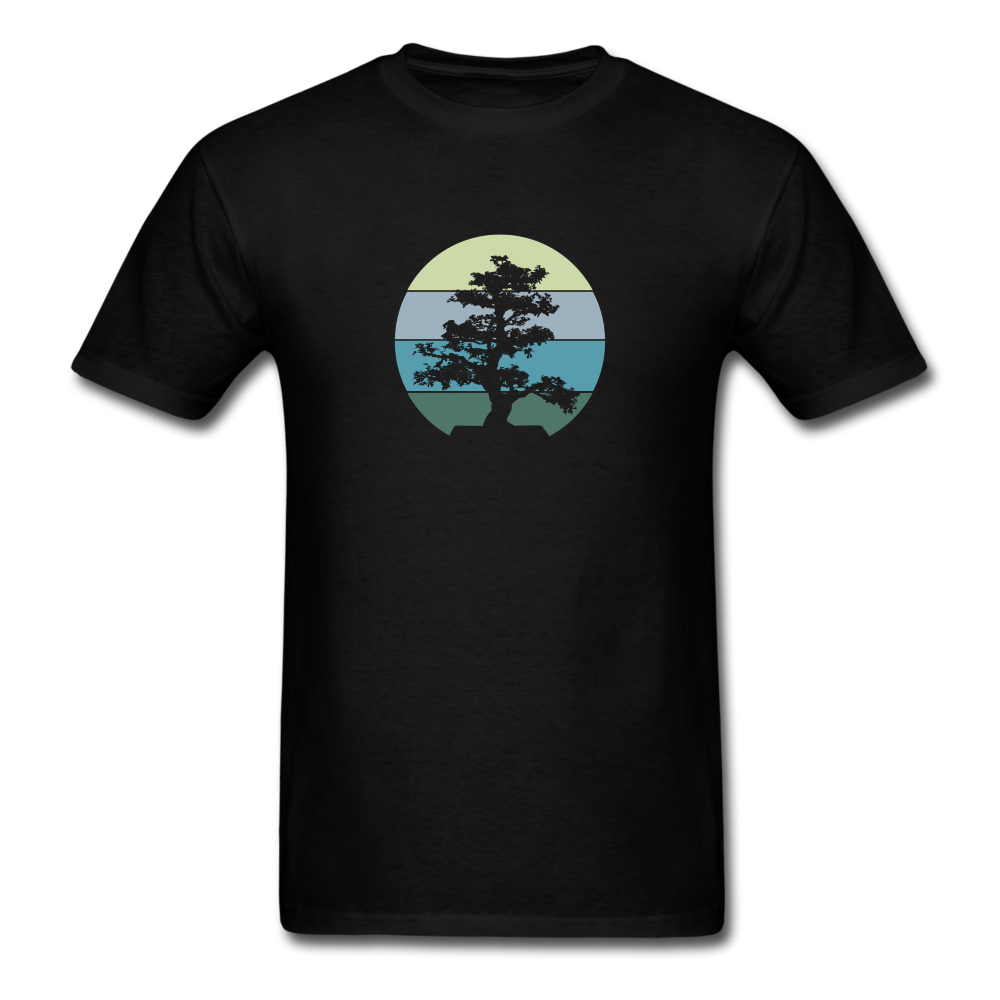 Lone Bonsai Tree Blue Hue Vintage Sunset Unisex Classic T-Shirt - black