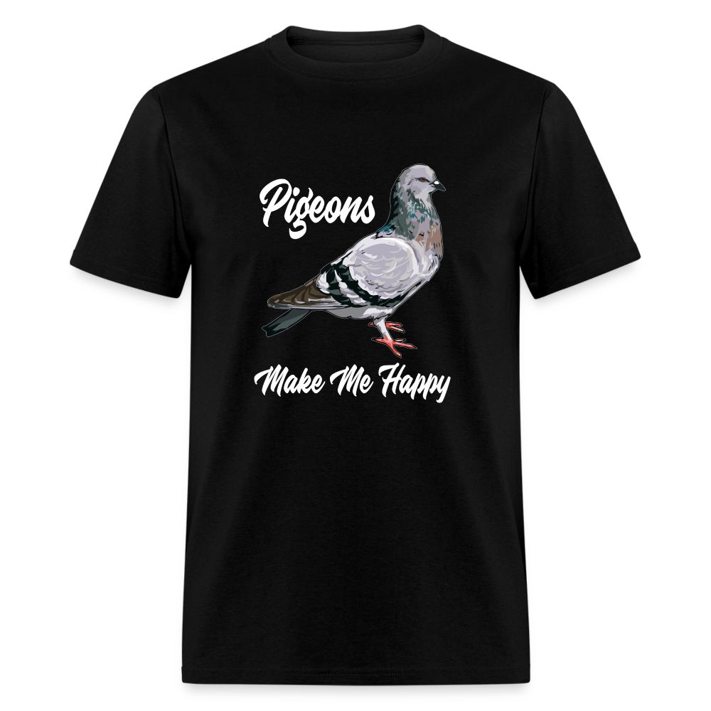 Pigeons Make Me Happy Unisex Classic T-Shirt - black