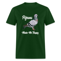 Load image into Gallery viewer, Pigeons Make Me Happy Unisex Classic T-Shirt - forest green
