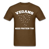 Load image into Gallery viewer, Vegans Need Protein Too Unisex Classic T-Shirt - brown
