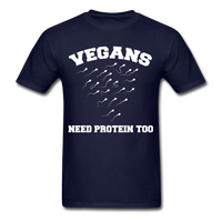 Load image into Gallery viewer, Vegans Need Protein Too Unisex Classic T-Shirt - navy
