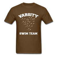 Load image into Gallery viewer, Varsity Swim Team Sperm Swimming Unisex Classic T-Shirt - brown
