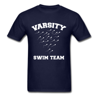 Load image into Gallery viewer, Varsity Swim Team Sperm Swimming Unisex Classic T-Shirt - navy
