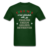 Load image into Gallery viewer, Christmas Is Best Celebrated With An English Cream Golden Retriever Unisex Classic T-Shirt - forest green
