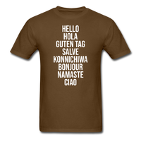 Load image into Gallery viewer, Hello In Different Languages Unisex Classic T-Shirt - brown
