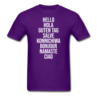 Load image into Gallery viewer, Hello In Different Languages Unisex Classic T-Shirt - purple
