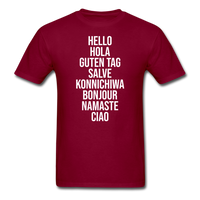 Load image into Gallery viewer, Hello In Different Languages Unisex Classic T-Shirt - burgundy
