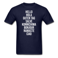 Load image into Gallery viewer, Hello In Different Languages Unisex Classic T-Shirt - navy

