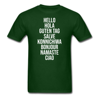 Load image into Gallery viewer, Hello In Different Languages Unisex Classic T-Shirt - forest green
