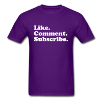 Load image into Gallery viewer, Like Comment Subscribe Unisex Classic T-Shirt - purple
