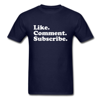 Load image into Gallery viewer, Like Comment Subscribe Unisex Classic T-Shirt - navy
