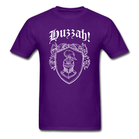Load image into Gallery viewer, Huzzah with Knight Shield Unisex Classic T-Shirt - purple
