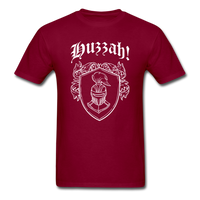 Load image into Gallery viewer, Huzzah with Knight Shield Unisex Classic T-Shirt - burgundy
