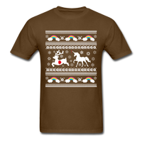Load image into Gallery viewer, Unicorn Stabbing Reindeer Unisex Classic T-Shirt - brown

