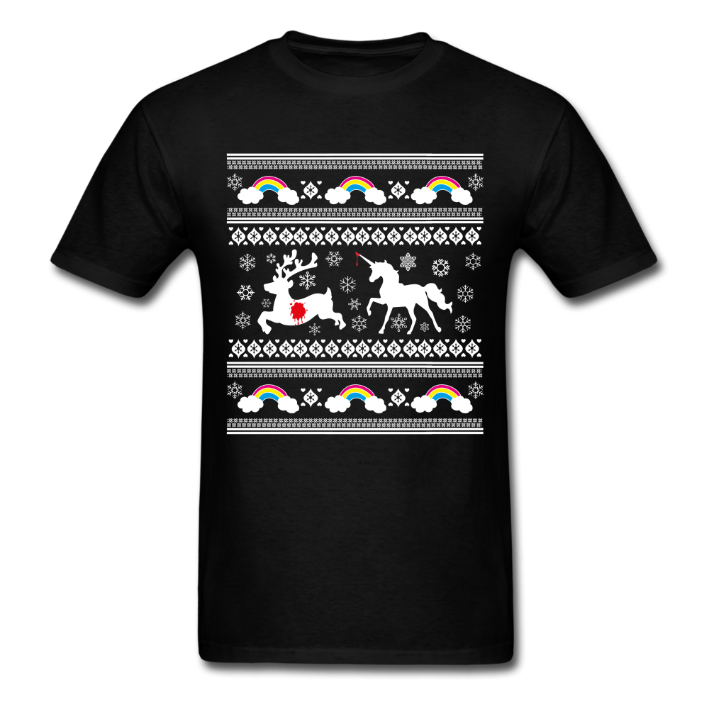 Unicorn Stabbing Reindeer Unisex Classic T-Shirt - black