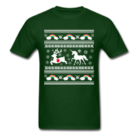 Load image into Gallery viewer, Unicorn Stabbing Reindeer Unisex Classic T-Shirt - forest green
