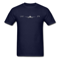 Load image into Gallery viewer, LAX to JFK Airplane Unisex Classic T-Shirt - navy
