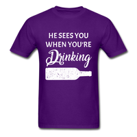 Load image into Gallery viewer, He Sees You When You&#39;re Drinking Unisex Classic T-Shirt - purple
