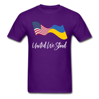 Load image into Gallery viewer, American Flag Ukrainian Flag United We Stand Unisex Classic T-Shirt - purple
