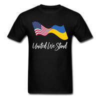 Load image into Gallery viewer, American Flag Ukrainian Flag United We Stand Unisex Classic T-Shirt - black
