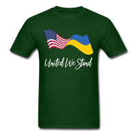 Load image into Gallery viewer, American Flag Ukrainian Flag United We Stand Unisex Classic T-Shirt - forest green
