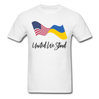 Load image into Gallery viewer, American Flag Ukrainian Flag United We Stand (Black Letters) Unisex Classic T-Shirt - white
