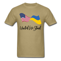 Load image into Gallery viewer, American Flag Ukrainian Flag United We Stand (Black Letters) Unisex Classic T-Shirt - khaki
