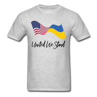 Load image into Gallery viewer, American Flag Ukrainian Flag United We Stand (Black Letters) Unisex Classic T-Shirt - heather gray
