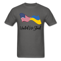 Load image into Gallery viewer, American Flag Ukrainian Flag United We Stand (Black Letters) Unisex Classic T-Shirt - charcoal
