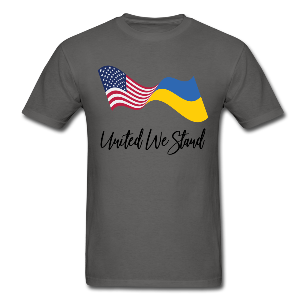 American Flag Ukrainian Flag United We Stand (Black Letters) Unisex Classic T-Shirt - charcoal