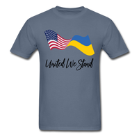 Load image into Gallery viewer, American Flag Ukrainian Flag United We Stand (Black Letters) Unisex Classic T-Shirt - denim
