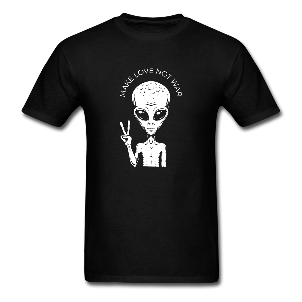 Make Love Not War With Alien Peace Sign Unisex Classic T-Shirt - black