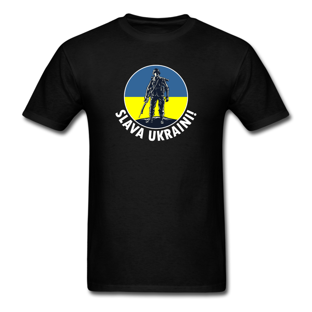 Slava Ukraini With Soldier Unisex Classic T-Shirt - black