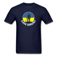 Load image into Gallery viewer, Slava Ukraini With Soldier Unisex Classic T-Shirt - navy

