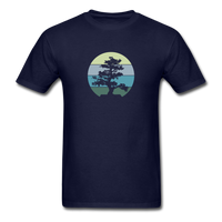 Load image into Gallery viewer, Lone Bonsai Tree Blue Hue Vintage Sunset Unisex Classic T-Shirt - navy
