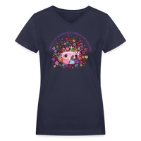 Load image into Gallery viewer, Leti&#39;s: Circulo De Mujeres Que Corren Con Los Lobos Women&#39;s V-Neck T-Shirt Women&#39;s V-Neck T-Shirt - navy
