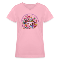 Load image into Gallery viewer, Leti&#39;s: Circulo De Mujeres Que Corren Con Los Lobos Women&#39;s V-Neck T-Shirt Women&#39;s V-Neck T-Shirt - pink
