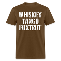 Load image into Gallery viewer, Whiskey Tango Foxtrot Military Text (White) Unisex Classic T-Shirt - brown
