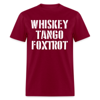 Load image into Gallery viewer, Whiskey Tango Foxtrot Military Text (White) Unisex Classic T-Shirt - burgundy
