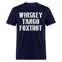 Load image into Gallery viewer, Whiskey Tango Foxtrot Military Text (White) Unisex Classic T-Shirt - navy

