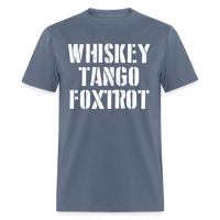 Load image into Gallery viewer, Whiskey Tango Foxtrot Military Text (White) Unisex Classic T-Shirt - denim
