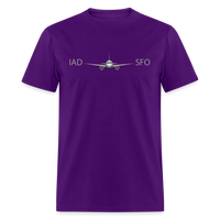 Load image into Gallery viewer, IAD to SFO Unisex Classic T-Shirt - purple
