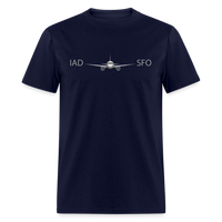 Load image into Gallery viewer, IAD to SFO Unisex Classic T-Shirt - navy
