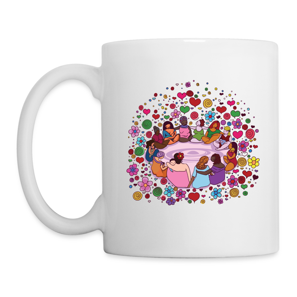 Circle of Diverse Female Friends Coffee/Tea Mug (no text) - white