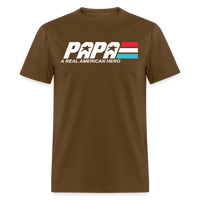 Load image into Gallery viewer, Papa A Real American Hero Unisex Classic T-Shirt - brown
